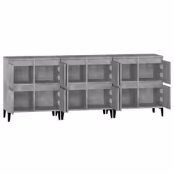 vidaXL Sideboards Storage Side Cabinet Cupboard Highboard Engineered Wood - concrete grey, 3 pcs - Additional view 6