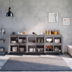 vidaXL Sideboards Storage Side Cabinet Cupboard Highboard Engineered Wood - grey sonoma, 3 pcs - Additional view 2