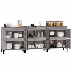 vidaXL Sideboards Storage Side Cabinet Cupboard Highboard Engineered Wood - grey sonoma, 3 pcs - Additional view 4