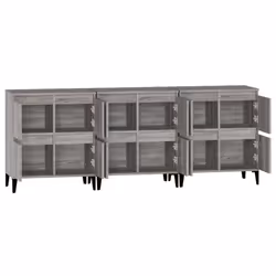 vidaXL Sideboards Storage Side Cabinet Cupboard Highboard Engineered Wood - grey sonoma, 3 pcs - Additional view 6