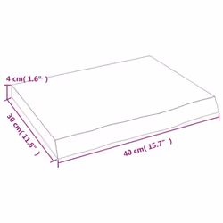 vidaXL Bathroom Countertop Vanity Top Wash Basin Worktop Treated Solid Wood - brown, 40 x 30 x 4 cm