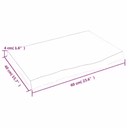 vidaXL Bathroom Countertop Vanity Top Wash Basin Worktop Treated Solid Wood - light brown, 60 x 40 x 4 cm - Additional view 3