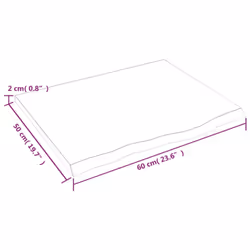 vidaXL Bathroom Countertop Vanity Top Wash Basin Worktop Treated Solid Wood - light brown, 60 x 50 x 2 cm - Additional view 5