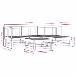 vidaXL Garden Lounge Set Outdoor Modular Sofa Set 5 Piece Solid Wood Pine - natural douglas