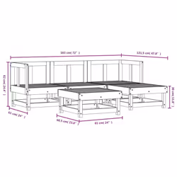 vidaXL Garden Lounge Set Outdoor Modular Sofa Set 5 Piece Solid Wood Pine - natural douglas