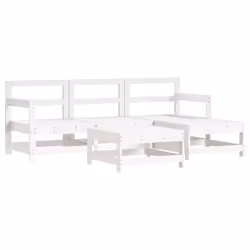 vidaXL Garden Lounge Set Outdoor Modular Sofa Set 5 Piece Solid Wood Pine - white