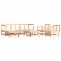 vidaXL Garden Lounge Set Outdoor Modular Sofa Set 7 Piece Solid Wood Pine - natural pine
