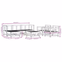 vidaXL Garden Lounge Set Outdoor Modular Sofa Set 7 Piece Solid Wood Pine - natural douglas