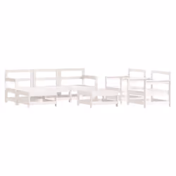 vidaXL Garden Lounge Set Outdoor Modular Sofa Set 7 Piece Solid Wood Pine - white