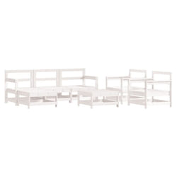 vidaXL Garden Lounge Set Outdoor Modular Sofa Set 7 Piece Solid Wood Pine - white