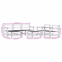vidaXL Garden Lounge Set Outdoor Modular Sofa Set 7 Piece Solid Wood Pine - white