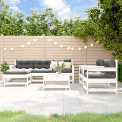 vidaXL Garden Lounge Set Outdoor Modular Sofa 7 Piece White Solid Wood Pine