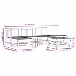 vidaXL Garden Lounge Set Outdoor Modular Sofa Set 6 Piece Solid Wood Pine - natural douglas
