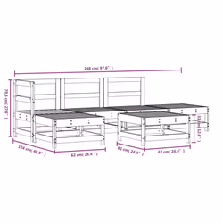 vidaXL Garden Lounge Set Outdoor Modular Sofa 6 Piece White Solid Wood Pine - Additional view 3