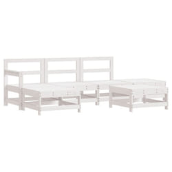 vidaXL Garden Lounge Set Outdoor Modular Sofa 6 Piece White Solid Wood Pine