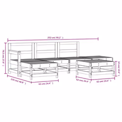 vidaXL Garden Lounge Set Outdoor Modular Sofa 6 Piece White Solid Wood Pine - Additional view 3