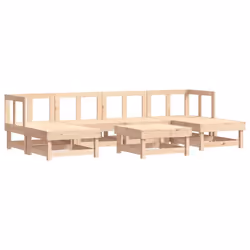 vidaXL Garden Lounge Set Outdoor Modular Sofa Set 7 Piece Solid Wood Pine - natural pine