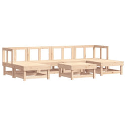 vidaXL Garden Lounge Set Outdoor Modular Sofa Set 7 Piece Solid Wood Pine - natural pine