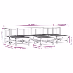 vidaXL Garden Lounge Set Outdoor Modular Sofa Set 7 Piece Solid Wood Pine - natural douglas