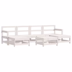 vidaXL Garden Lounge Set Outdoor Modular Sofa Set 7 Piece Solid Wood Pine - white pine