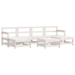 vidaXL Garden Lounge Set Outdoor Modular Sofa Set 7 Piece Solid Wood Pine - white pine