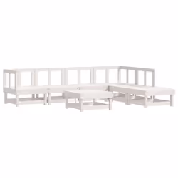 vidaXL Garden Lounge Set Outdoor Modular Sofa Set 7 Piece Solid Wood Pine - white