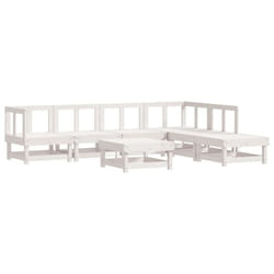 vidaXL Garden Lounge Set Outdoor Modular Sofa Set 7 Piece Solid Wood Pine - white