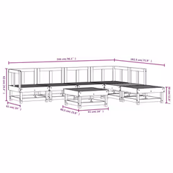 vidaXL Garden Lounge Set Outdoor Modular Sofa Set 7 Piece Solid Wood Pine - white