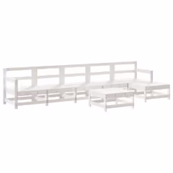 vidaXL Garden Lounge Set Outdoor Modular Sofa 7 Piece White Solid Wood Pine
