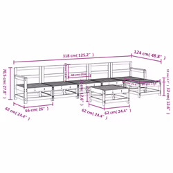 vidaXL Garden Lounge Set Outdoor Modular Sofa 7 Piece White Solid Wood Pine - Additional view 7