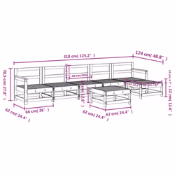 vidaXL Garden Lounge Set Outdoor Modular Sofa Set 7 Piece Solid Wood Pine - natural douglas - Additional view 7
