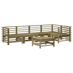 vidaXL Garden Lounge Set Outdoor Modular Sofa Set 6 Piece Solid Wood Pine - dark brown