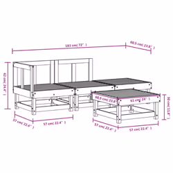 vidaXL Garden Lounge Set Outdoor Modular Sofa Set 4 Piece Solid Wood Pine - natural douglas