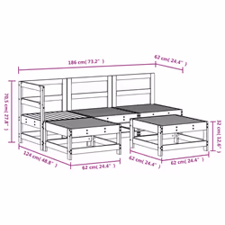 vidaXL Garden Lounge Set Modular Sofa Corner Sofa 5 Piece Solid Wood Pine - Additional view 3