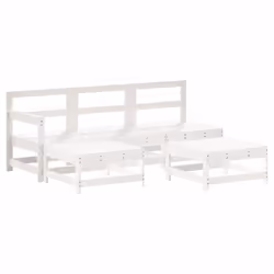 vidaXL Garden Lounge Set Outdoor Modular Sofa Set 5 Piece Solid Wood Pine - white
