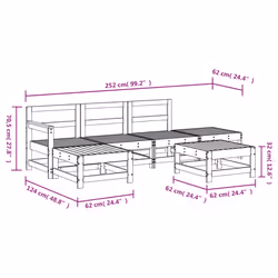 vidaXL Garden Lounge Set Outdoor Modular Sofa Set 6 Piece Solid Wood Pine - natural douglas - Additional view 7