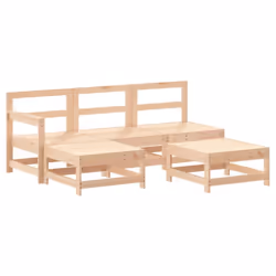 vidaXL Garden Lounge Set Outdoor Modular Sofa Set 5 Piece Solid Wood Pine - natural pine