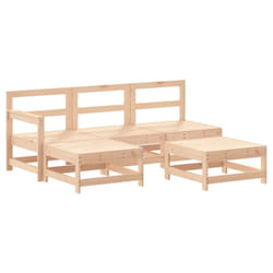 vidaXL Garden Lounge Set Outdoor Modular Sofa Set 5 Piece Solid Wood Pine - natural pine