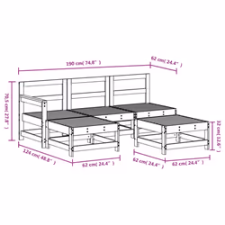 vidaXL Garden Lounge Set Outdoor Modular Sofa Set 5 Piece Solid Wood Pine - natural pine - Additional view 6