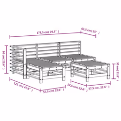 vidaXL Garden Lounge Set Modular Sofa Corner Sofa 5 Piece Solid Wood Pine - Additional view 6