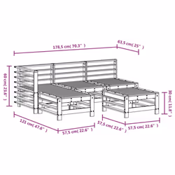vidaXL Garden Lounge Set Outdoor Modular Sofa 5 Piece Impregnated Wood Pine - Additional view 3