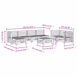 vidaXL Garden Lounge Set Modular Sofa Corner Sofa 8 Piece Solid Wood Pine - Additional view 6