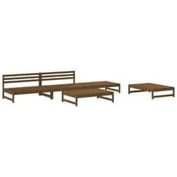 vidaXL Garden Lounge Set Outdoor Modular Sofa Set 5 Piece Solid Wood Pine - honey brown