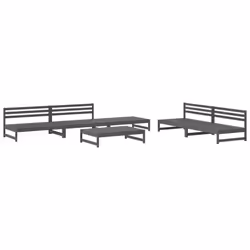 vidaXL Garden Lounge Set Outdoor Modular Sofa Set 6 Piece Solid Wood Pine - grey