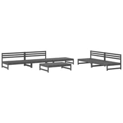 vidaXL Garden Lounge Set Outdoor Modular Sofa Set 6 Piece Solid Wood Pine - grey