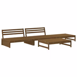 vidaXL Garden Lounge Set Outdoor Modular Sofa Set 4 Piece Solid Wood Pine - honey brown