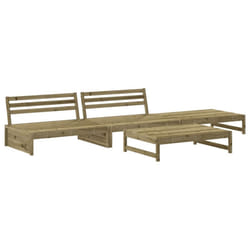 vidaXL Garden Lounge Set Outdoor Modular Sofa Set 4 Piece Solid Wood Pine - dark brown