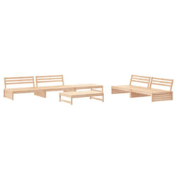 vidaXL Garden Lounge Set Outdoor Modular Sofa Set 6 Piece Solid Wood Pine - natural pine