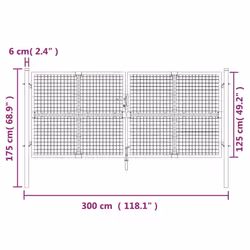 vidaXL Mesh Garden Gate Fence Door 300x175 cm Anthracite Galvanised Steel