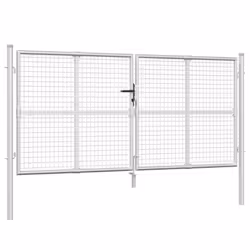 vidaXL Mesh Garden Gate Fence Door Fencing 300x175 cm Silver Galvanised Steel